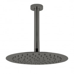 10 inch Super-slim Round Gunmetal Grey Rainfall Shower Head w 300mm Ceiling Mounted Shower Arm